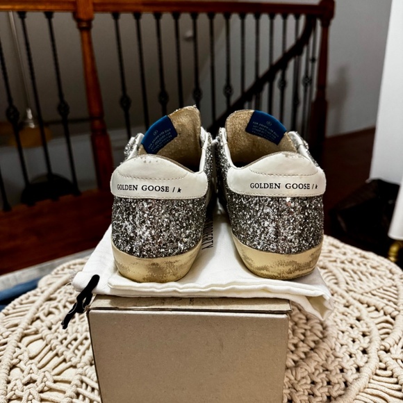 Golden Goose Silver Glitter Sneakers with Pink Star - Picture 3 of 8